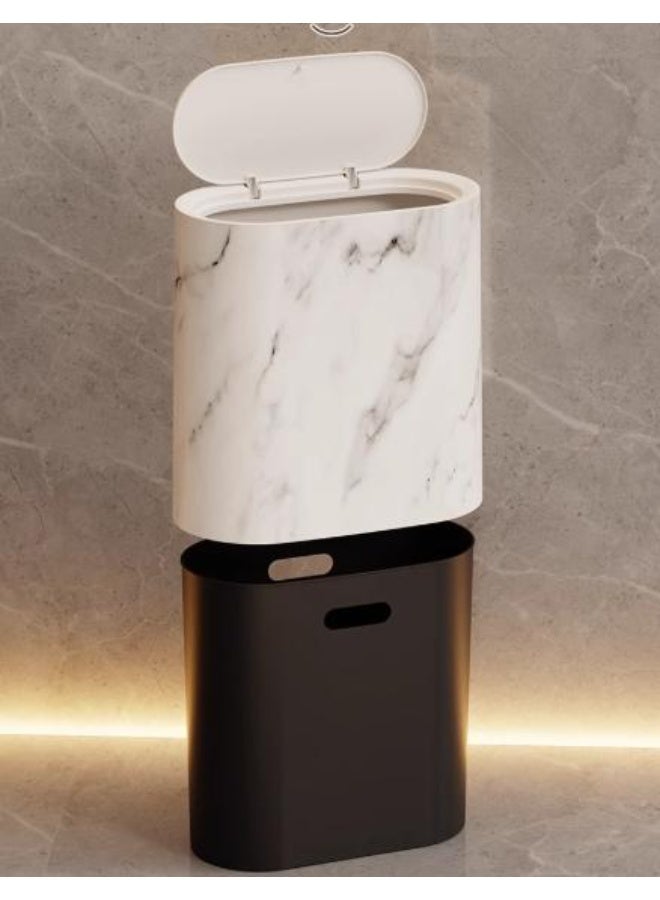 هومستر الرخام الأبيض 12 لتر علبة القمامة مع غطاء مغلق وسطح مقاوم للبصمات للمطبخ والحمام - Image 4